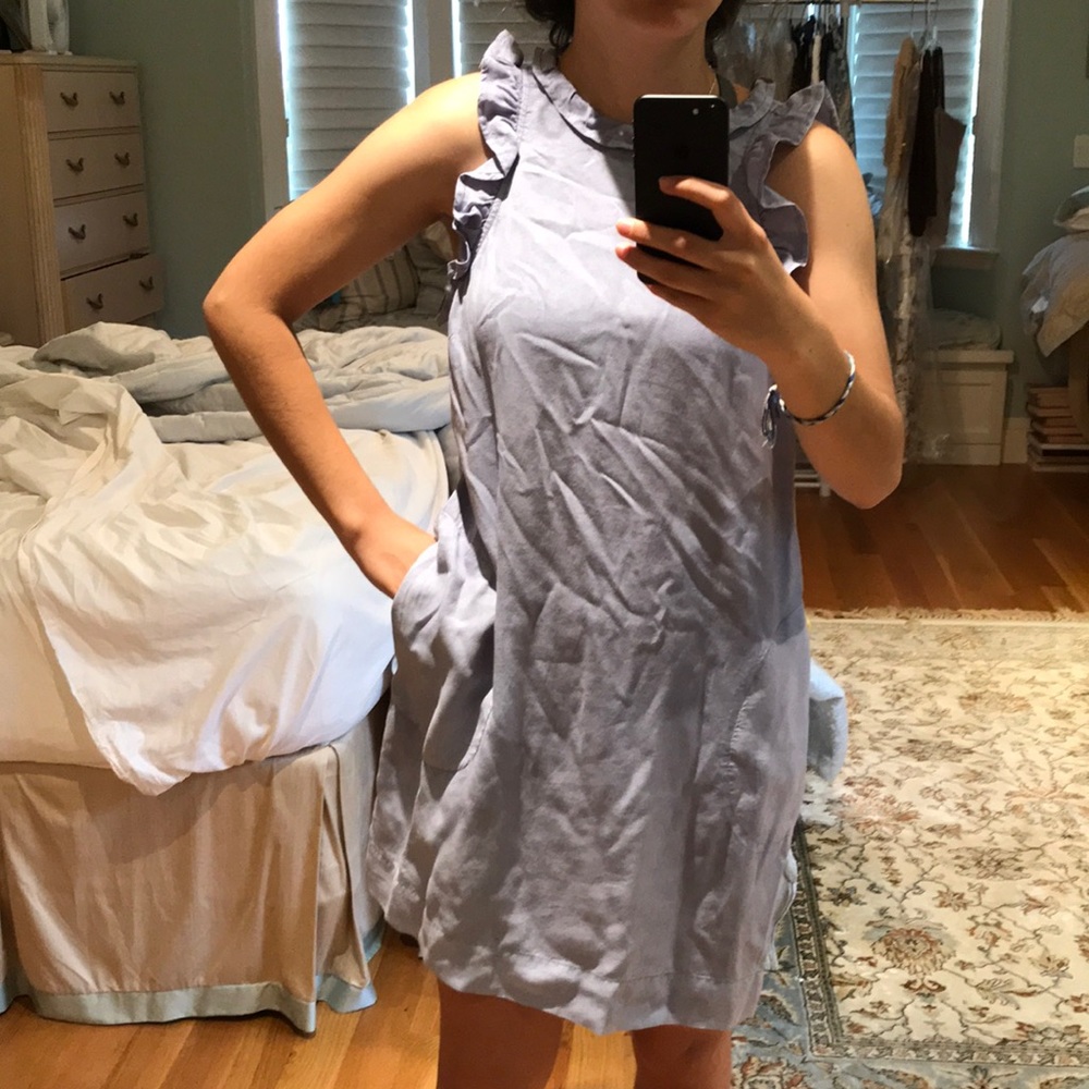 lilac purple ruffle detailed dress size medium